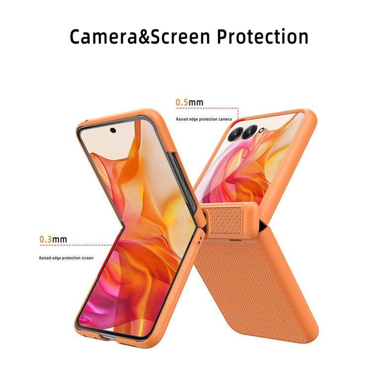 GKK For Motorola Razr 50 Ultra 5G Case Grids Pattern Hinge Protection Hard PC Phone Shell with Screen Film - Purple