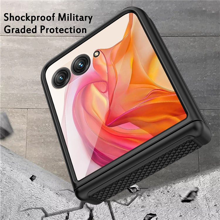 GKK For Motorola Razr 50 Ultra 5G Case Grids Pattern Hinge Protection Hard PC Phone Shell with Screen Film - Purple