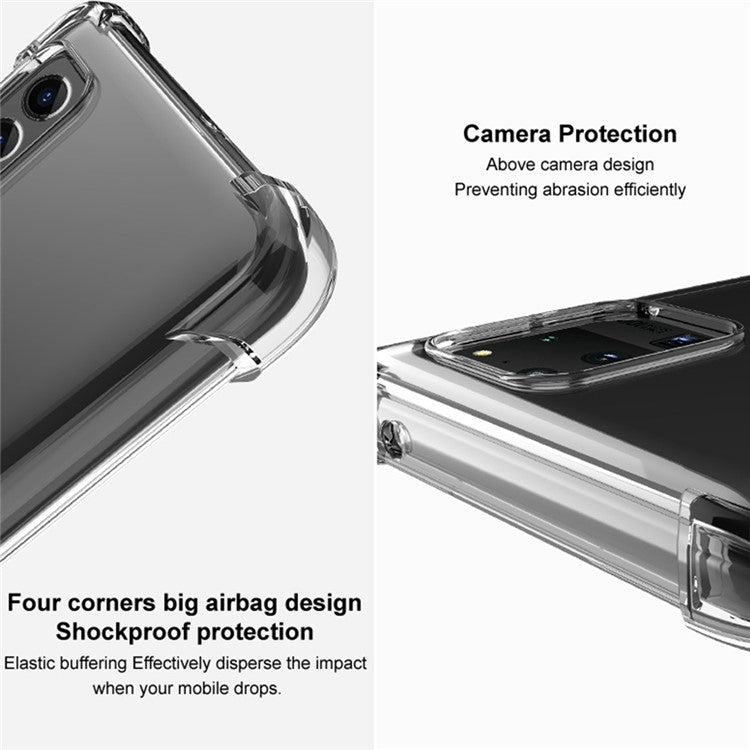 IMAK For iPhone 14 Plus Flexible TPU Clear Phone Back Cover Four Corners Airbag Anti-drop Case - Transparent Black