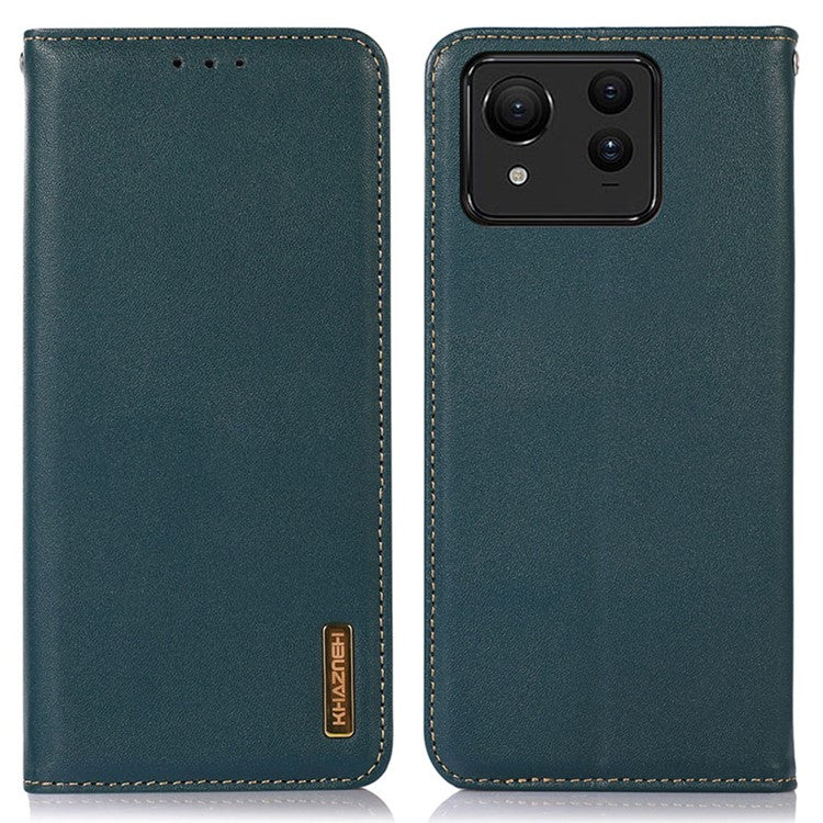 KHAZNEH For Asus Zenfone 11 Ultra 5G Case Genuine Cow Leather Wallet Phone Cover Nappa Texture - Green
