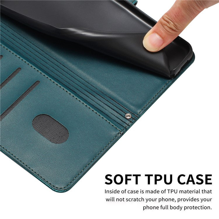 For Motorola Moto G35 5G Case with Strap Cats Imprint Leather Wallet Phone Cover - Blackish Green