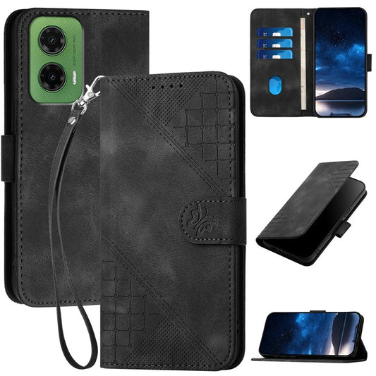 YX0080 For Motorola Moto G35 5G Case Butterfly Imprint Leather Wallet Phone Cover - Black
