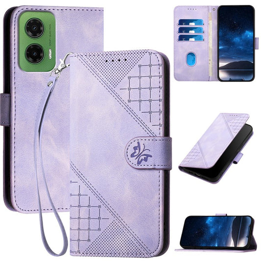 YX0080 For Motorola Moto G35 5G Case Butterfly Imprint Leather Wallet Phone Cover - Light Purple