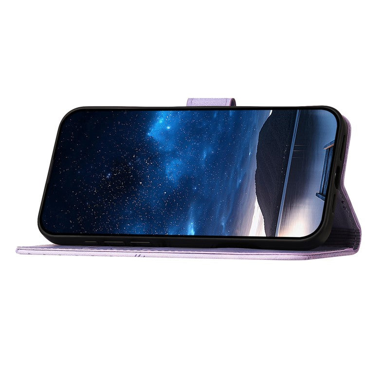 YX0080 For Motorola Moto G35 5G Case Butterfly Imprint Leather Wallet Phone Cover - Light Purple
