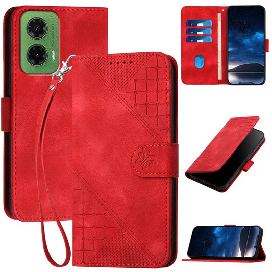 YX0080 For Motorola Moto G35 5G Case Butterfly Imprint Leather Wallet Phone Cover - Red