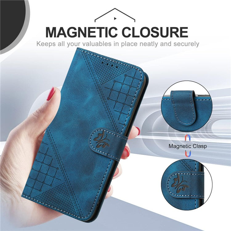 YX0080 For Motorola Moto G55 5G Case Butterfly Imprint Leather Wallet Phone Cover - Sapphire
