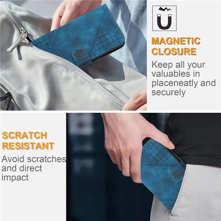 YX0080 For Motorola Moto G55 5G Case Butterfly Imprint Leather Wallet Phone Cover - Sapphire