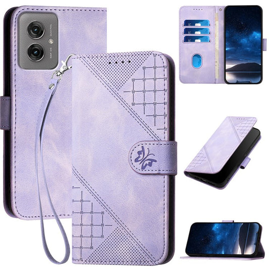 YX0080 For Motorola Moto G55 5G Case Butterfly Imprint Leather Wallet Phone Cover - Light Purple