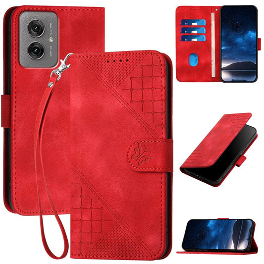 YX0080 For Motorola Moto G55 5G Case Butterfly Imprint Leather Wallet Phone Cover - Red