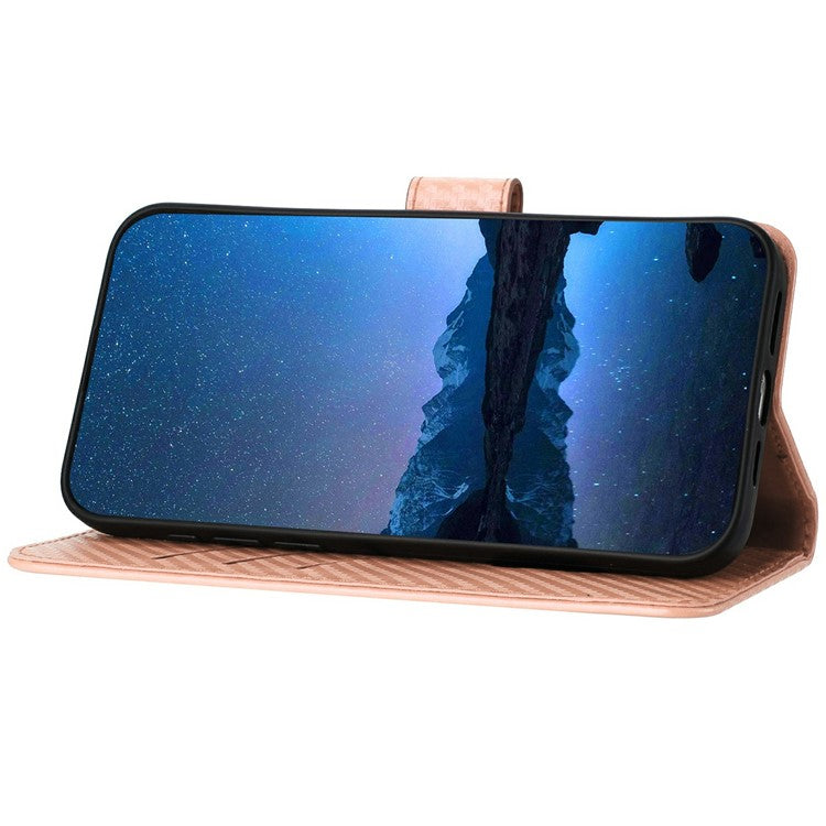 YX0070 For Motorola Moto G55 5G Wallet Case Carbon Fiber Texture Leather Cell Accessories Phone Cover - Pink