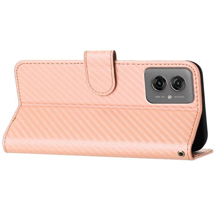 YX0070 For Motorola Moto G55 5G Wallet Case Carbon Fiber Texture Leather Cell Accessories Phone Cover - Pink