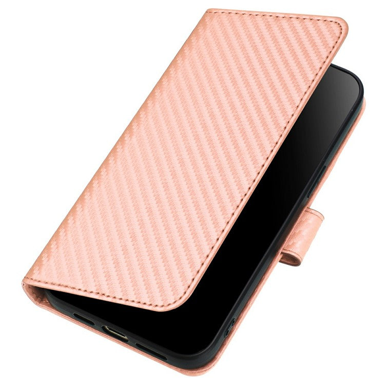 YX0070 For Motorola Moto G55 5G Wallet Case Carbon Fiber Texture Leather Cell Accessories Phone Cover - Pink