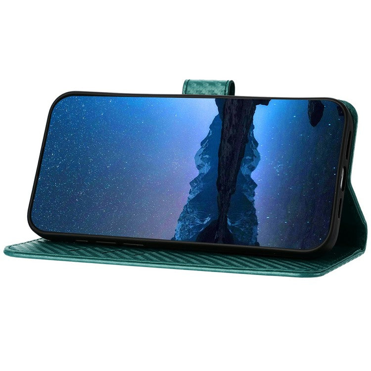 YX0070 For Motorola Moto G55 5G Wallet Case Carbon Fiber Texture Leather Cell Accessories Phone Cover - Blackish Green