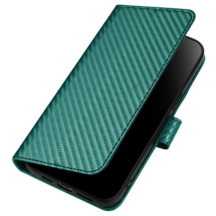 YX0070 For Motorola Moto G55 5G Wallet Case Carbon Fiber Texture Leather Cell Accessories Phone Cover - Blackish Green