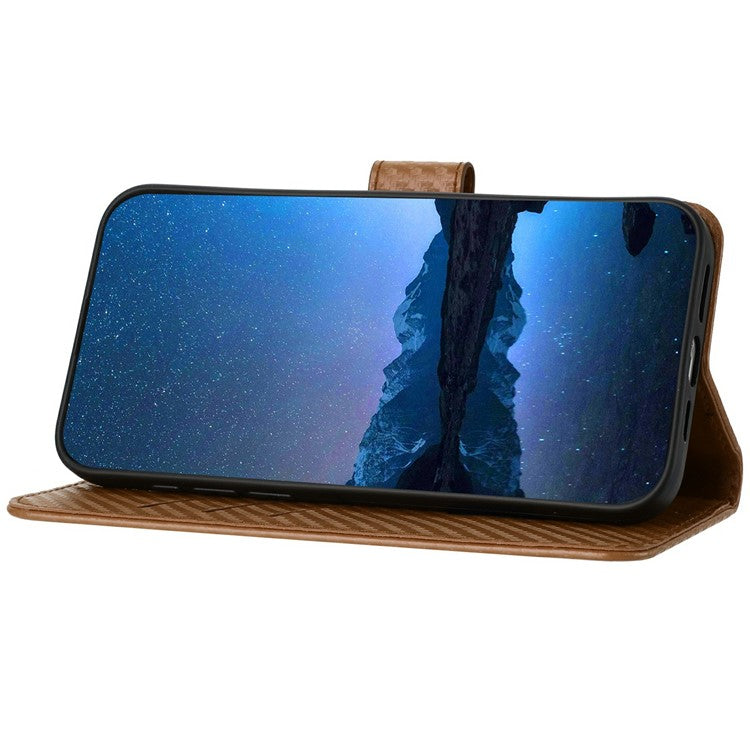 YX0070 For Motorola Moto G55 5G Wallet Case Carbon Fiber Texture Leather Cell Accessories Phone Cover - Coffee