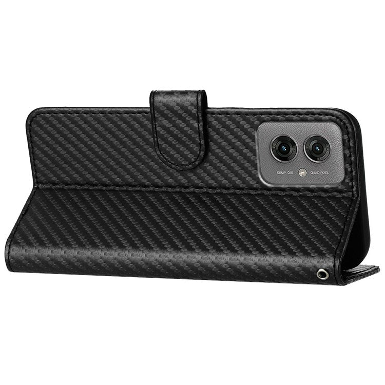 YX0070 For Motorola Moto G55 5G Wallet Case Carbon Fiber Texture Leather Cell Accessories Phone Cover - Black
