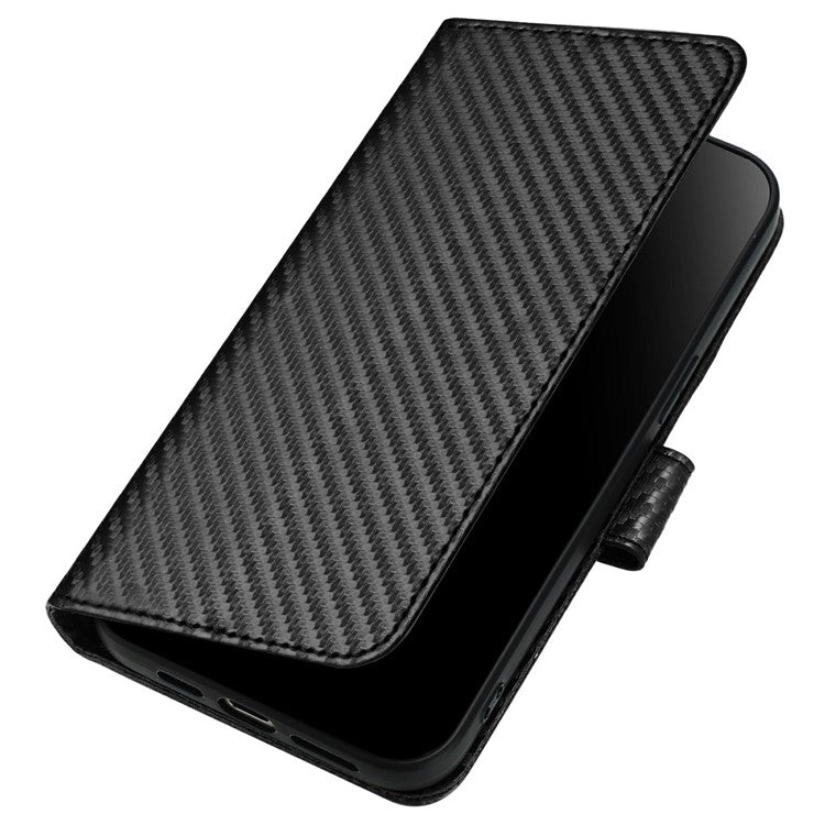 YX0070 For Motorola Moto G55 5G Wallet Case Carbon Fiber Texture Leather Cell Accessories Phone Cover - Black