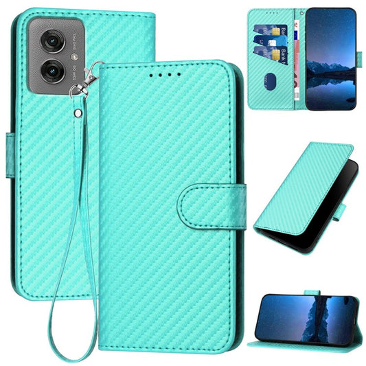 YX0070 For Motorola Moto G55 5G Wallet Case Carbon Fiber Texture Leather Cell Accessories Phone Cover - Baby Blue