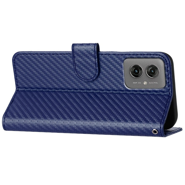 YX0070 For Motorola Moto G55 5G Wallet Case Carbon Fiber Texture Leather Cell Accessories Phone Cover - Sapphire