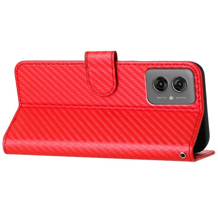 YX0070 For Motorola Moto G55 5G Wallet Case Carbon Fiber Texture Leather Cell Accessories Phone Cover - Red