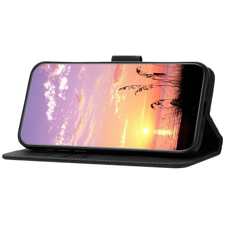 YX0060 For Motorola Moto G55 5G Case Elephant Head Pattern Leather Phone Cover - Black