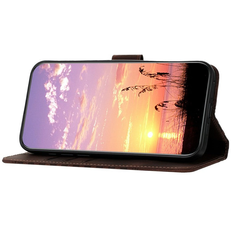 YX0060 For Motorola Moto G55 5G Case Elephant Head Pattern Leather Phone Cover - Coffee