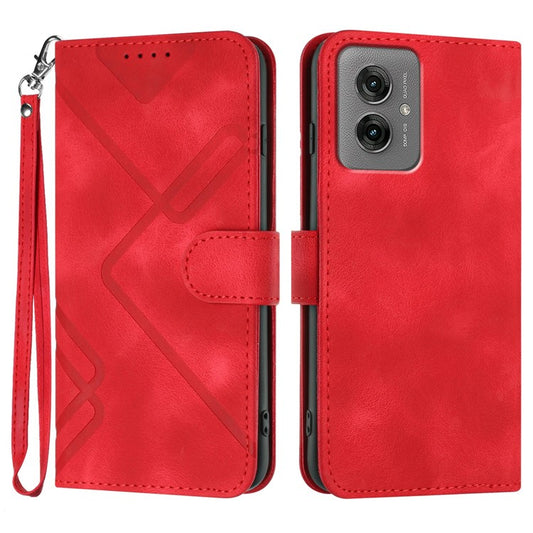 YX0040 For Motorola Moto G55 5G Case Leather Phone Cover Geometry Pattern - Red