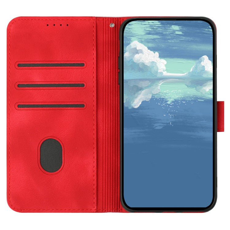 YX0040 For Motorola Moto G55 5G Case Leather Phone Cover Geometry Pattern - Red