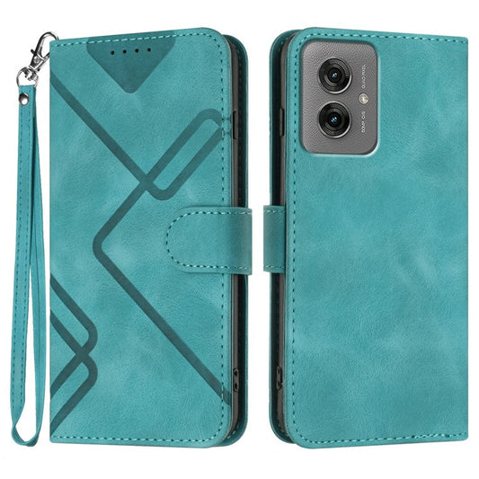 YX0040 For Motorola Moto G55 5G Case Leather Phone Cover Geometry Pattern - Baby Blue
