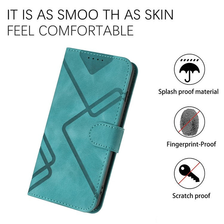 YX0040 For Motorola Moto G55 5G Case Leather Phone Cover Geometry Pattern - Baby Blue