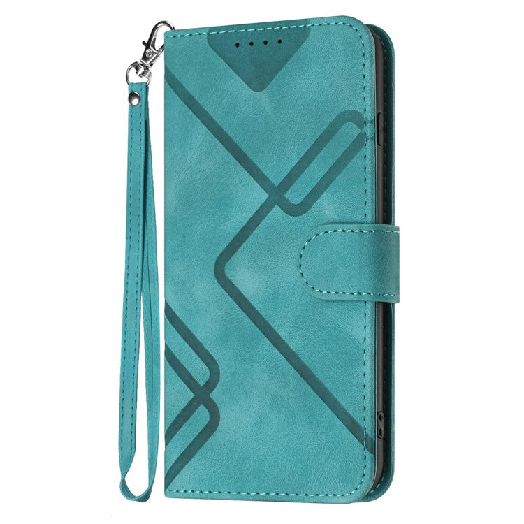YX0040 For Motorola Moto G55 5G Case Leather Phone Cover Geometry Pattern - Baby Blue
