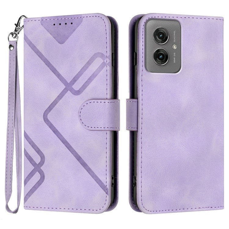 YX0040 For Motorola Moto G55 5G Case Leather Phone Cover Geometry Pattern - Light Purple