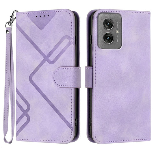 YX0040 For Motorola Moto G55 5G Case Leather Phone Cover Geometry Pattern - Light Purple