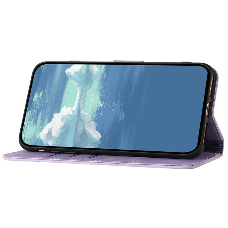 YX0040 For Motorola Moto G55 5G Case Leather Phone Cover Geometry Pattern - Light Purple