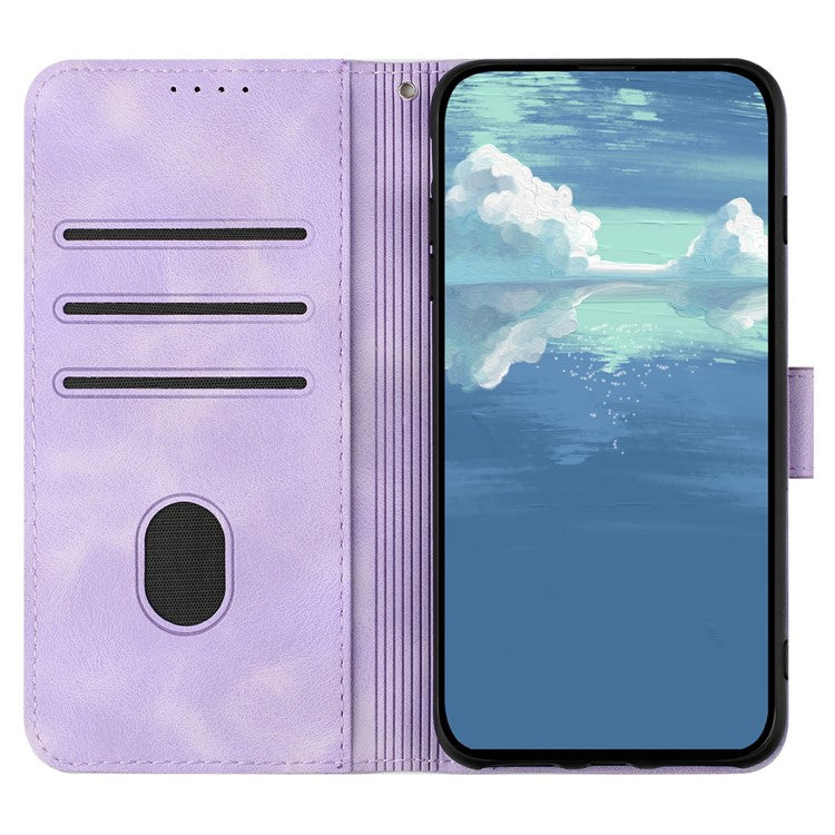YX0040 For Motorola Moto G55 5G Case Leather Phone Cover Geometry Pattern - Light Purple