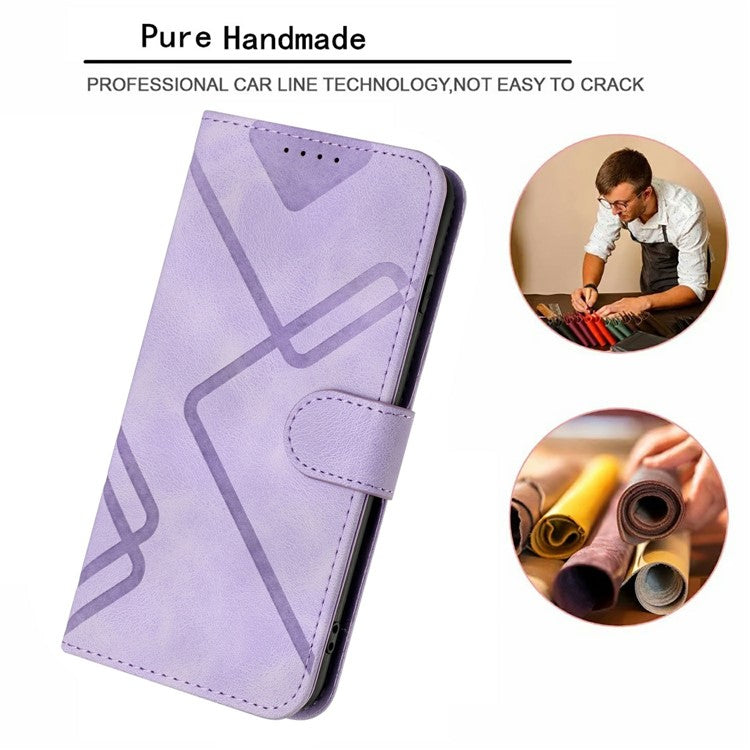 YX0040 For Motorola Moto G55 5G Case Leather Phone Cover Geometry Pattern - Light Purple