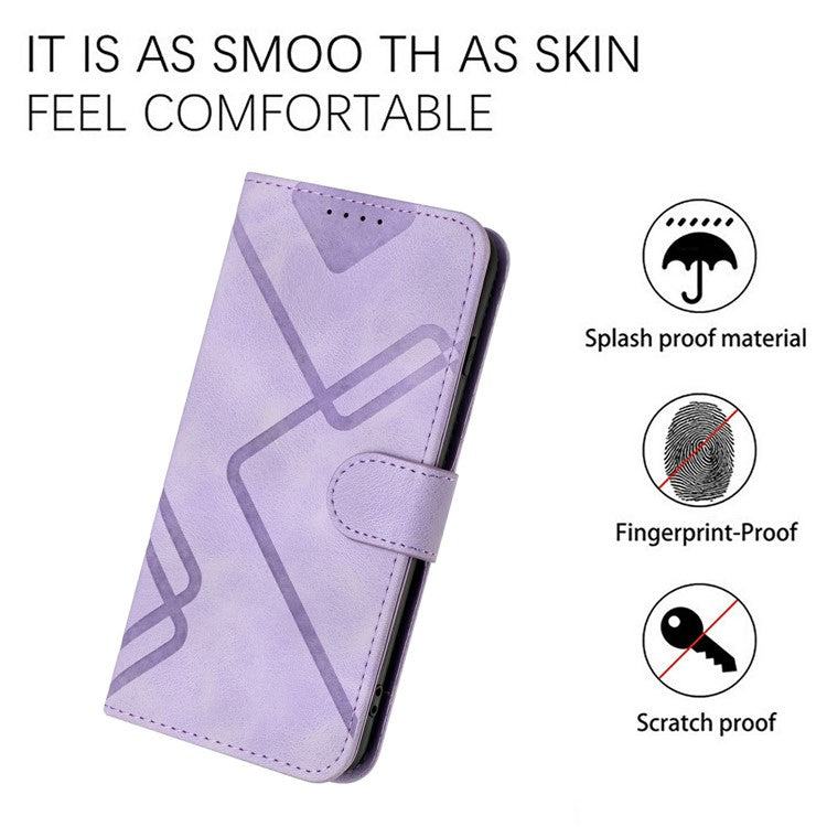 YX0040 For Motorola Moto G55 5G Case Leather Phone Cover Geometry Pattern - Light Purple