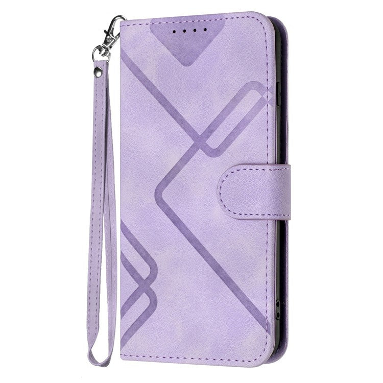YX0040 For Motorola Moto G55 5G Case Leather Phone Cover Geometry Pattern - Light Purple