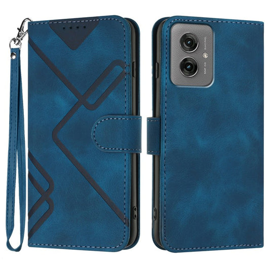 YX0040 For Motorola Moto G55 5G Case Leather Phone Cover Geometry Pattern - Sapphire