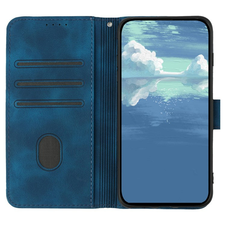 YX0040 For Motorola Moto G55 5G Case Leather Phone Cover Geometry Pattern - Sapphire