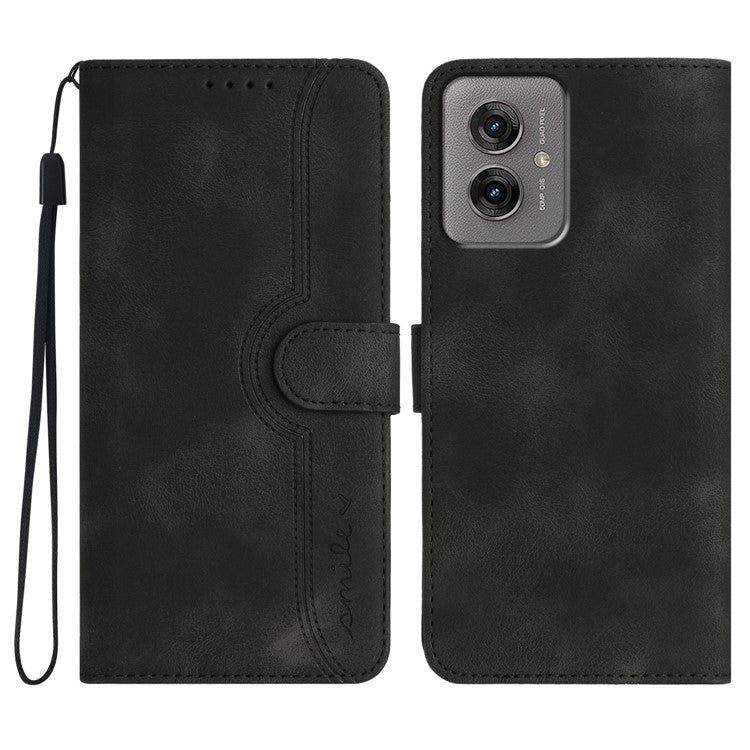 YX0030 For Motorola Moto G55 5G Case Leather Phone Cover Wallet Stand Design - Black