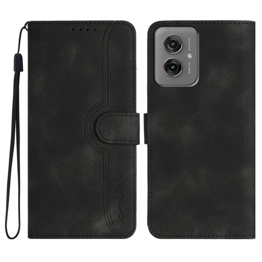 YX0030 For Motorola Moto G55 5G Case Leather Phone Cover Wallet Stand Design - Black
