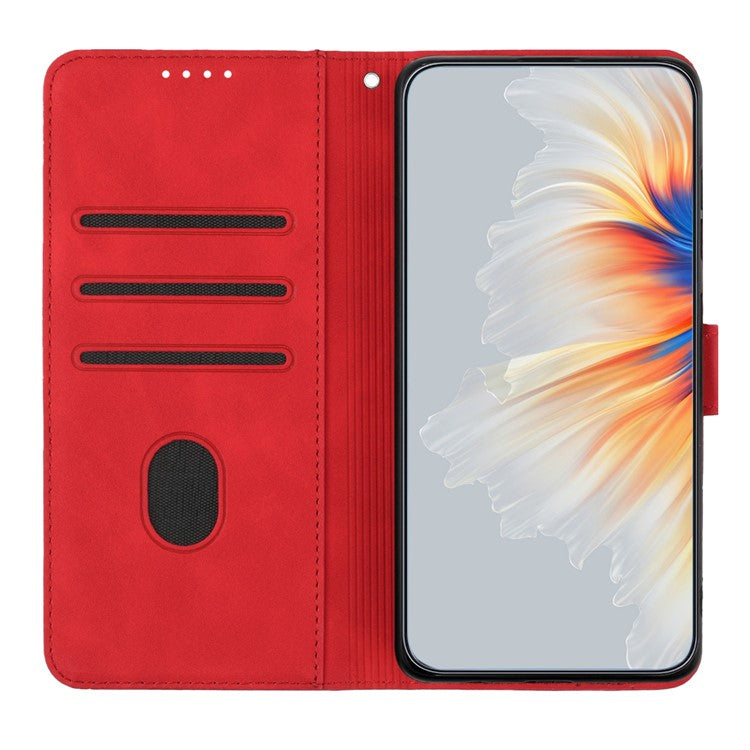 YX0030 For Motorola Moto G55 5G Case Leather Phone Cover Wallet Stand Design - Red