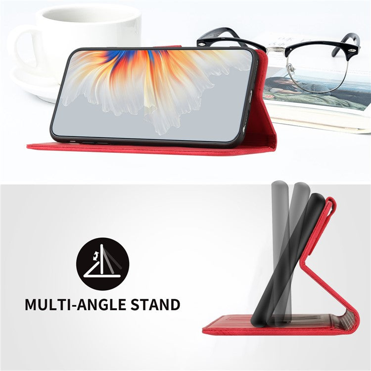 YX0030 For Motorola Moto G55 5G Case Leather Phone Cover Wallet Stand Design - Red