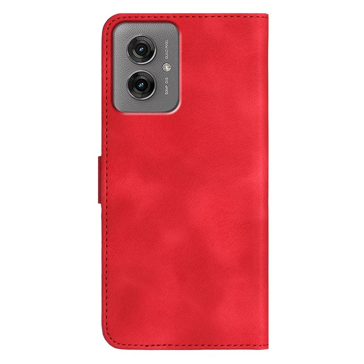 YX0030 For Motorola Moto G55 5G Case Leather Phone Cover Wallet Stand Design - Red