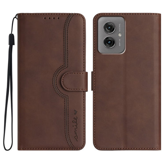YX0030 For Motorola Moto G55 5G Case Leather Phone Cover Wallet Stand Design - Coffee