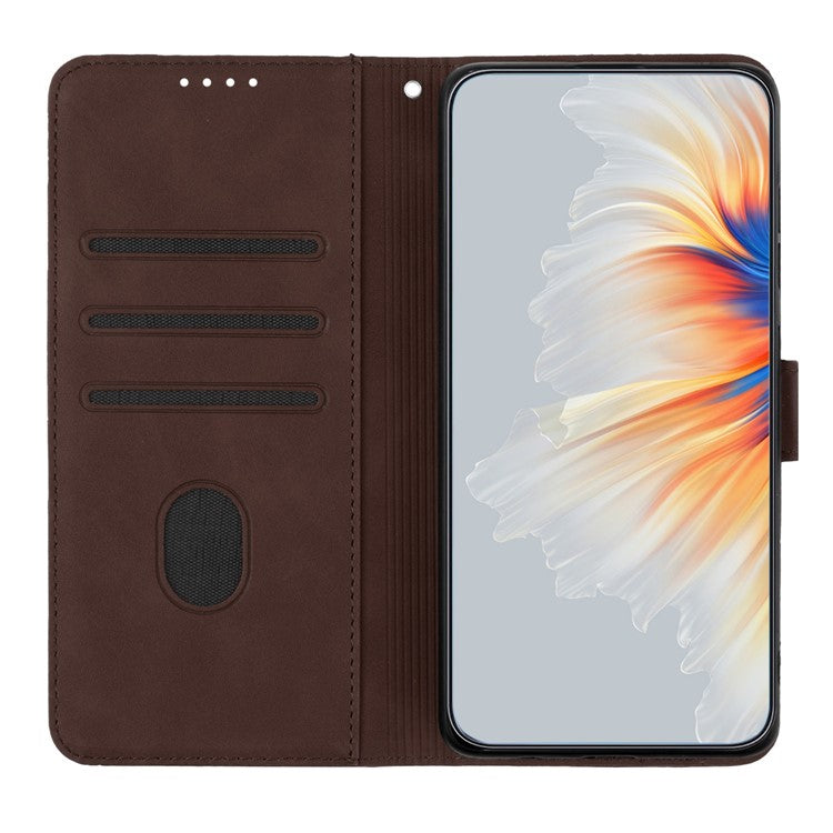 YX0030 For Motorola Moto G55 5G Case Leather Phone Cover Wallet Stand Design - Coffee