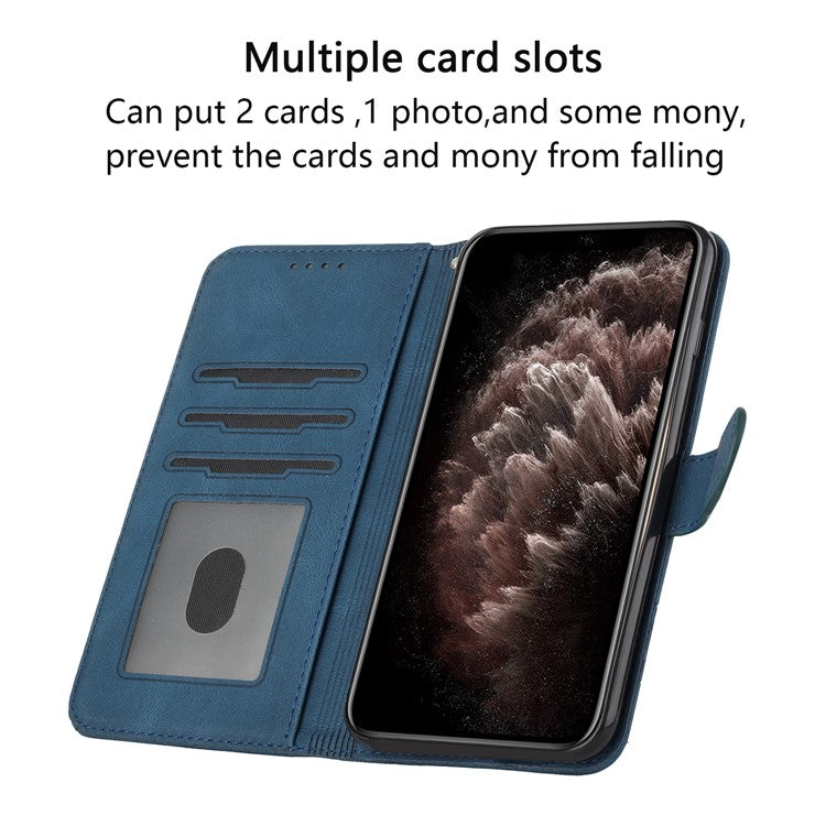 YX0010 Series for Motorola Moto G55 5G Wallet Case Rhombus Lines Leather Phone Cover - Sapphire