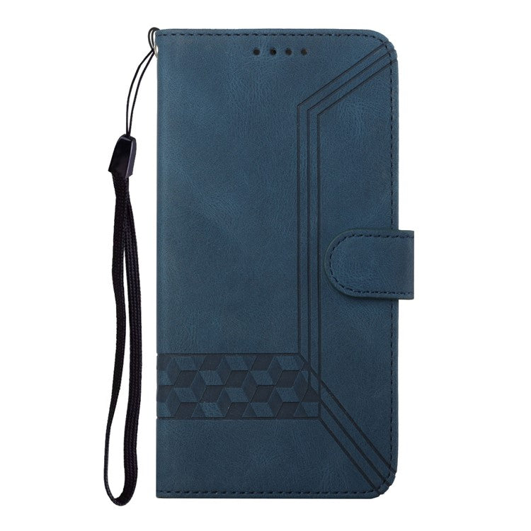 YX0010 Series for Motorola Moto G55 5G Wallet Case Rhombus Lines Leather Phone Cover - Sapphire
