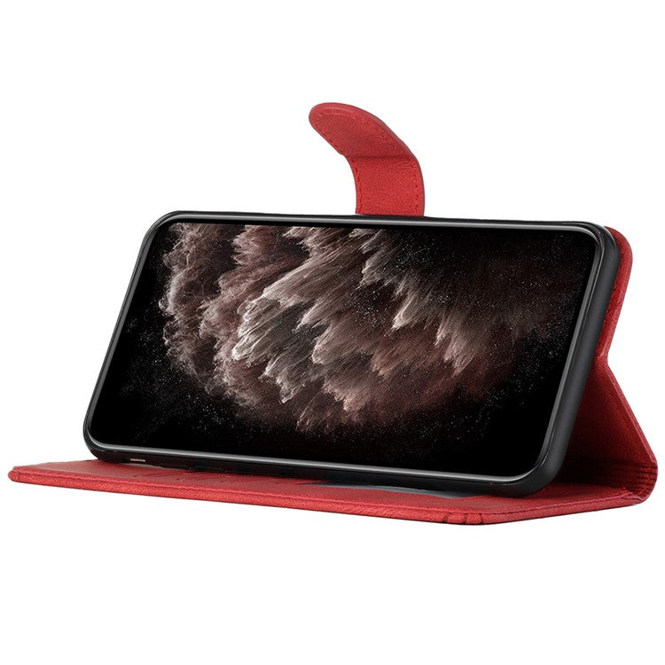 YX0010 Series for Motorola Moto G55 5G Wallet Case Rhombus Lines Leather Phone Cover - Red